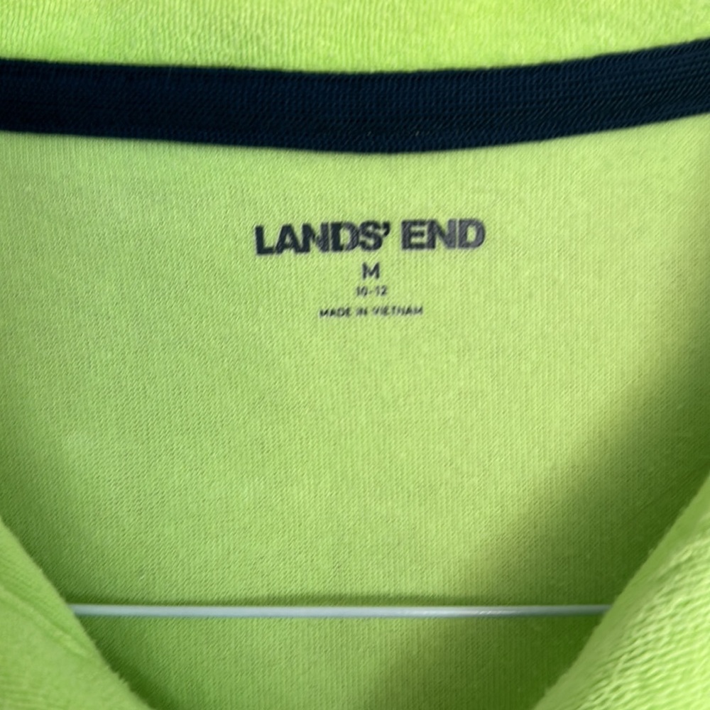 💚 Land’s End soft terry polo citrus lime shirt M 🍋‍🟩 - Picture 2 of 3